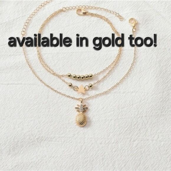 New PINEAPPLE STAR & SILVER BEAD anklet set - Picture 8 of 12